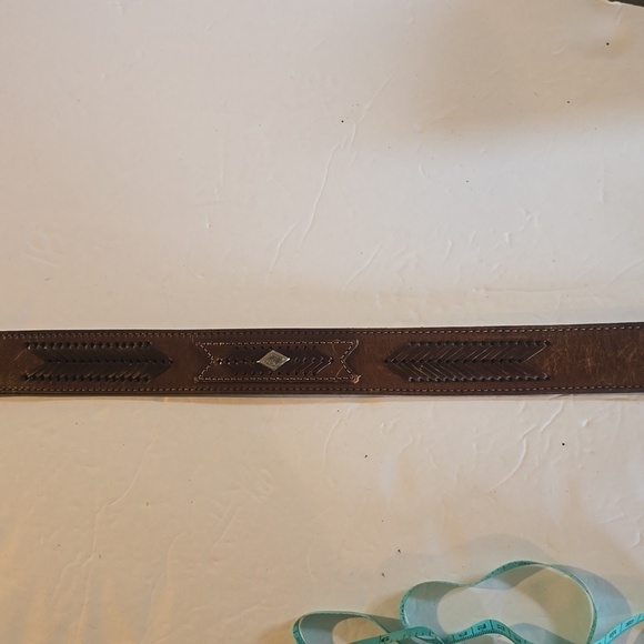 Mens Brown Premium Leather Woven Silver western and Silver Buckle Belt Sz.L/XL - Picture 11 of 15